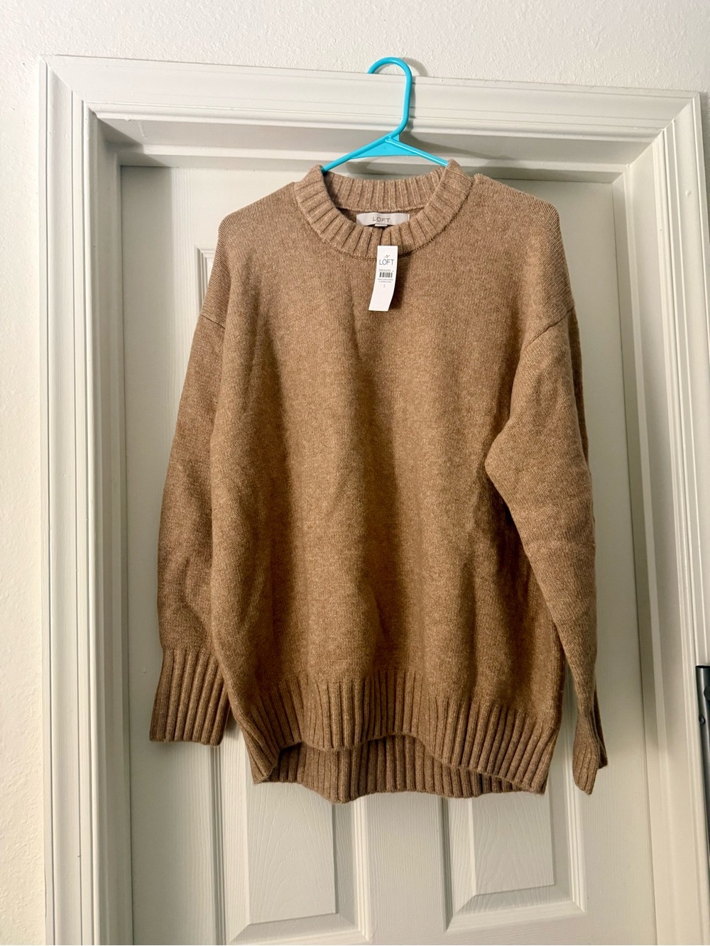 NWT LOFT Tan / Copper Oversized Balloon Sleeve Crewneck Tunic - S